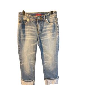 Deluxe Jeans Cropped‎ Cuffed Ankle Light Wash Denim Size 6